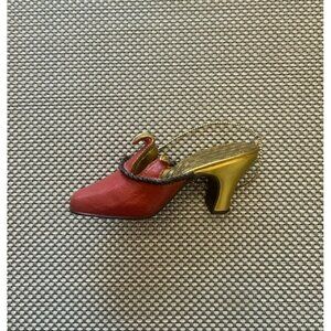 Vintage MMA Red Gold High Heel Mule Shoe Ornament Christmas Collectible